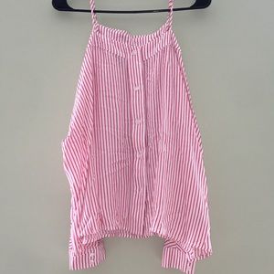 Red/white striped off the should top